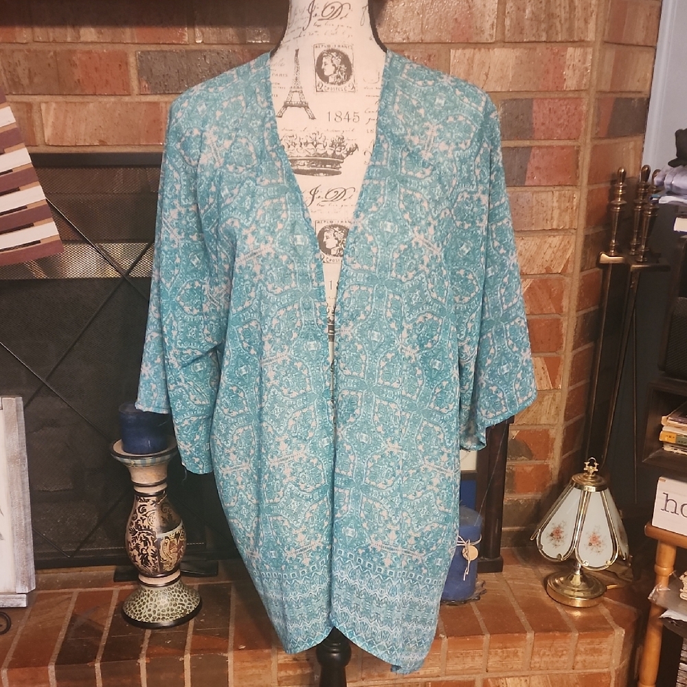 ‼️50%_5+Bundles‼️ Green Patterned Kimono Cardigan B7
